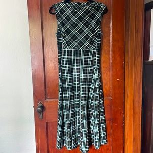 Zara Plaid Drape Neck Midi Dress